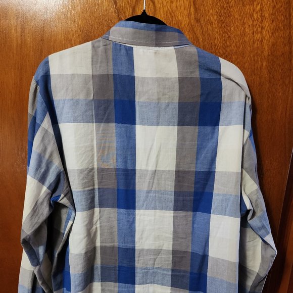 Men's XL Pop Icon White/Blue/Gray Plaid Long Sleeve Button Down Shirt USA Made - Picture 9 of 9
